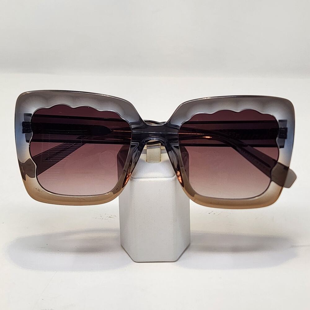 Krewe Elizabeth Oolong Square Sunglasses Oversized Gray Opaque Designer Sunnies